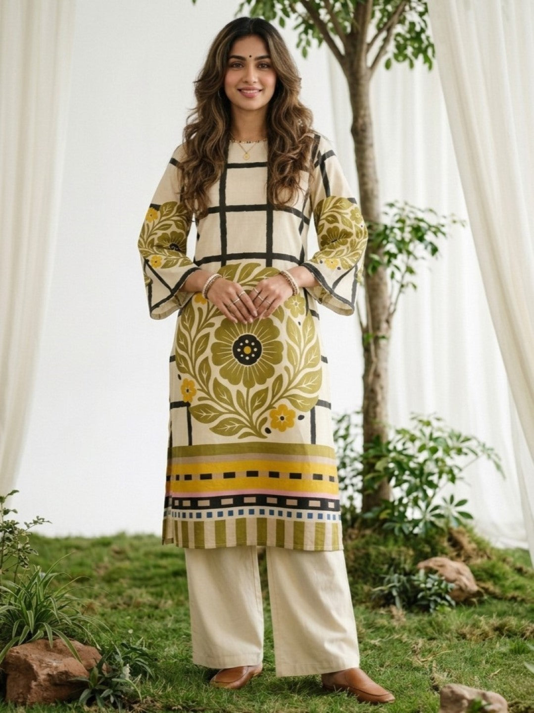 Virosh sunglow cotton printed Kurta Pant set