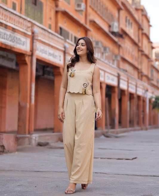 Taka Jhaki Breeze Beige Flex Coord Set