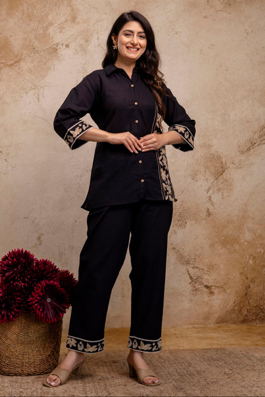 Viyona Jet Embroidered Co-ord Set