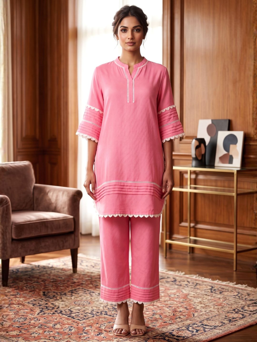 Pawan softpink cotton co-ord set