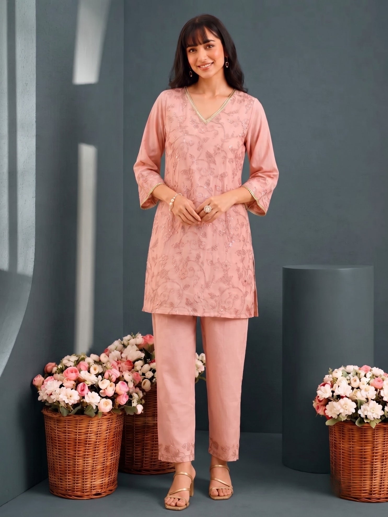 Tatva Blush Embroidery Farshi Co-Ord Set