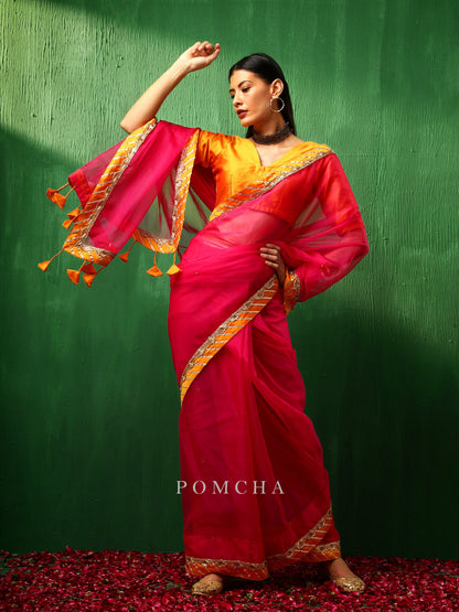 Adaa Rani Pink Organza Saree