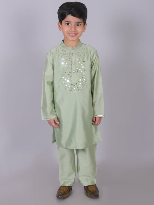 Zarqa Boys Green Kurta with Pant set