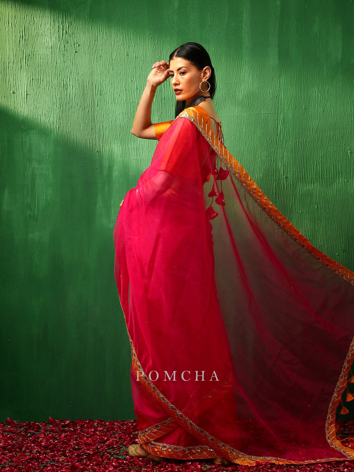 Adaa Rani Pink Organza Saree