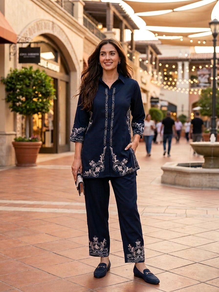 Prisha yin embroidery cotton co-ord set