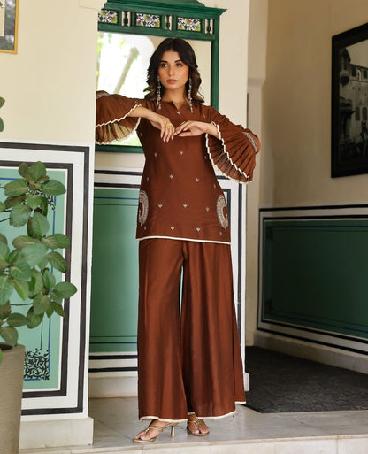 Kanira Brown Chanderi Kurta Set