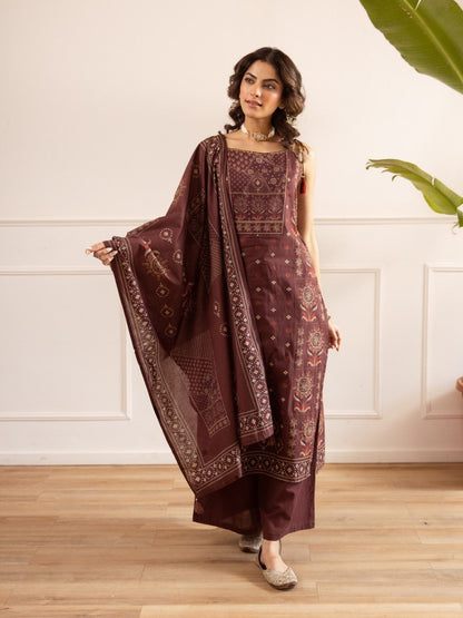 Karen sepia cotton suit set