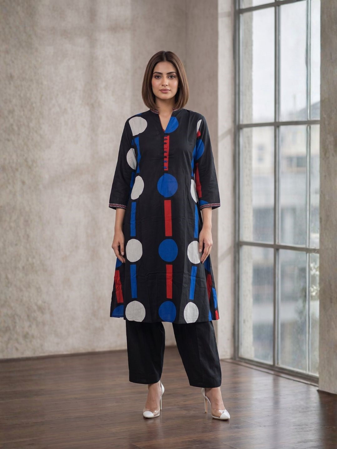 Maurya ebony Cotton Printed Kurta Pant Set