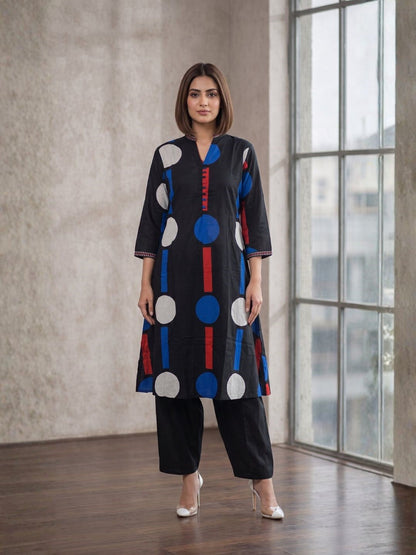 Maurya ebony Cotton Printed Kurta Pant Set