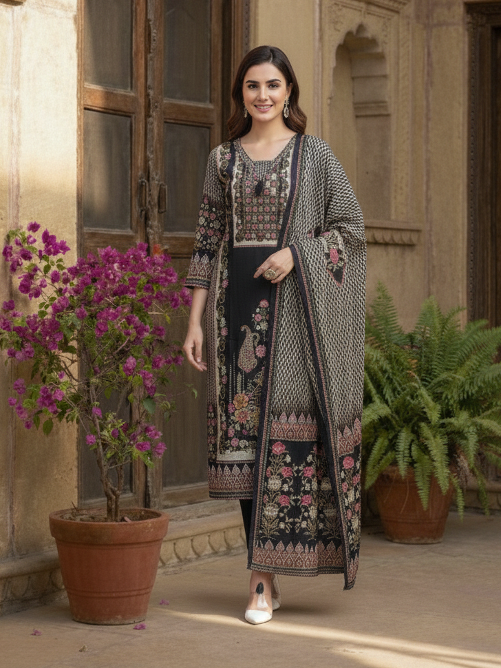 Reet Coal Printed Suit Set