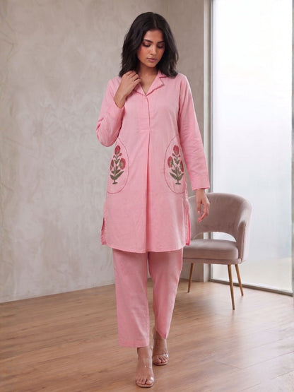 Sarvo softpink cotton co-ord set