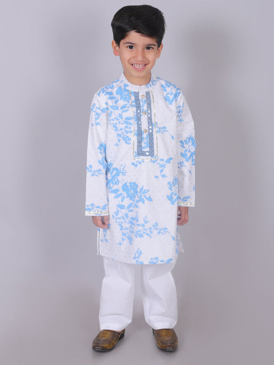 Zarqa Boys White Kurta with pant set