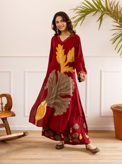 Karen garnet printed cotton kurta pant set
