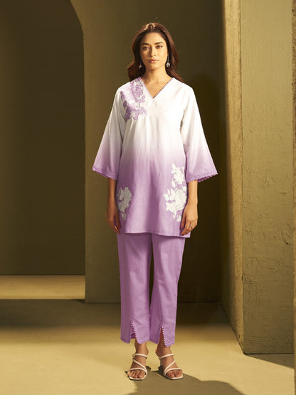Itrh periwinkle applique co-ord set