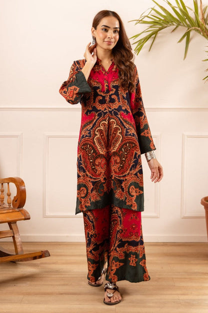 Karen cardinal printed cotton coord set