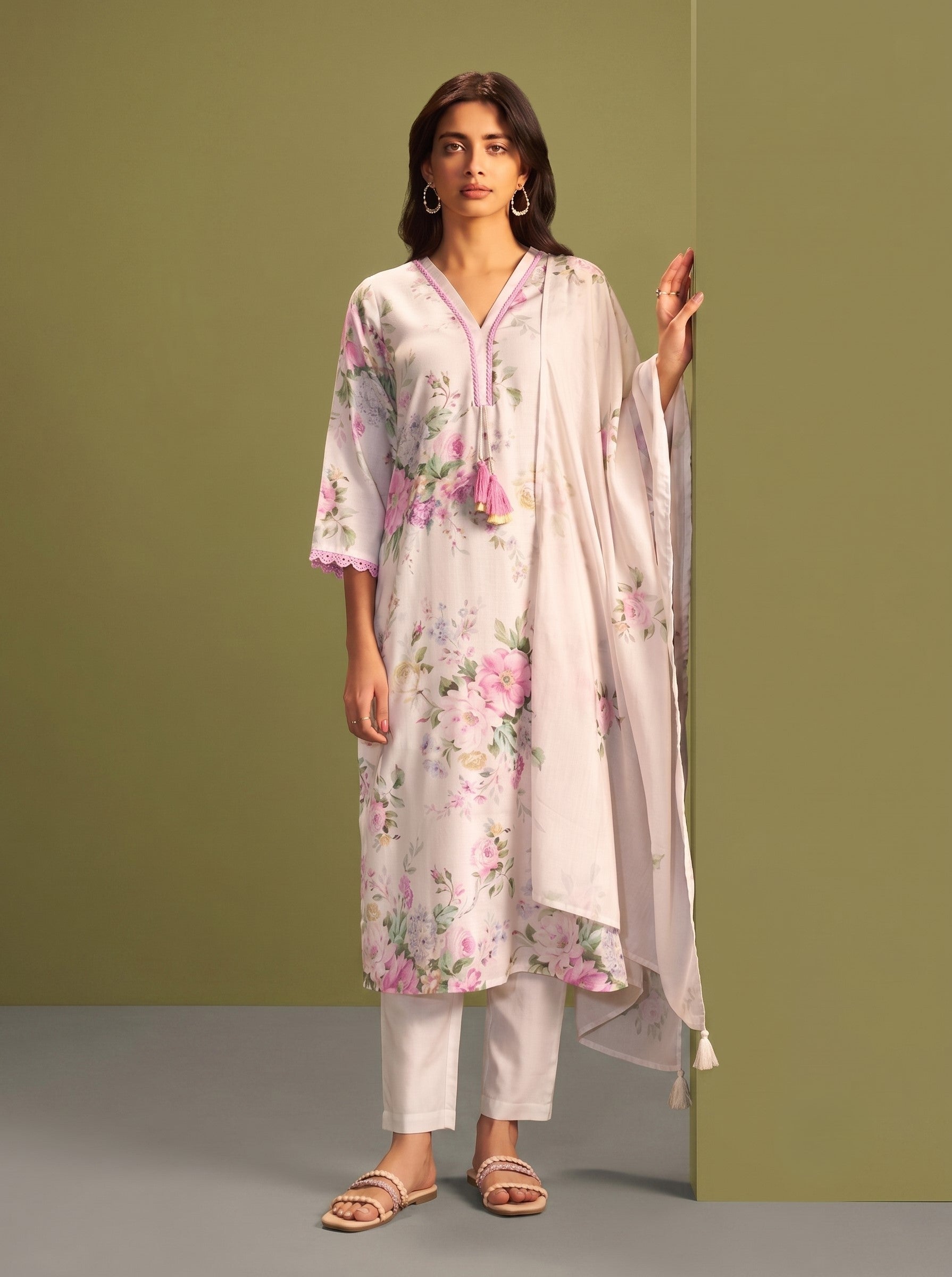 Itrh peony cotton linen suit set
