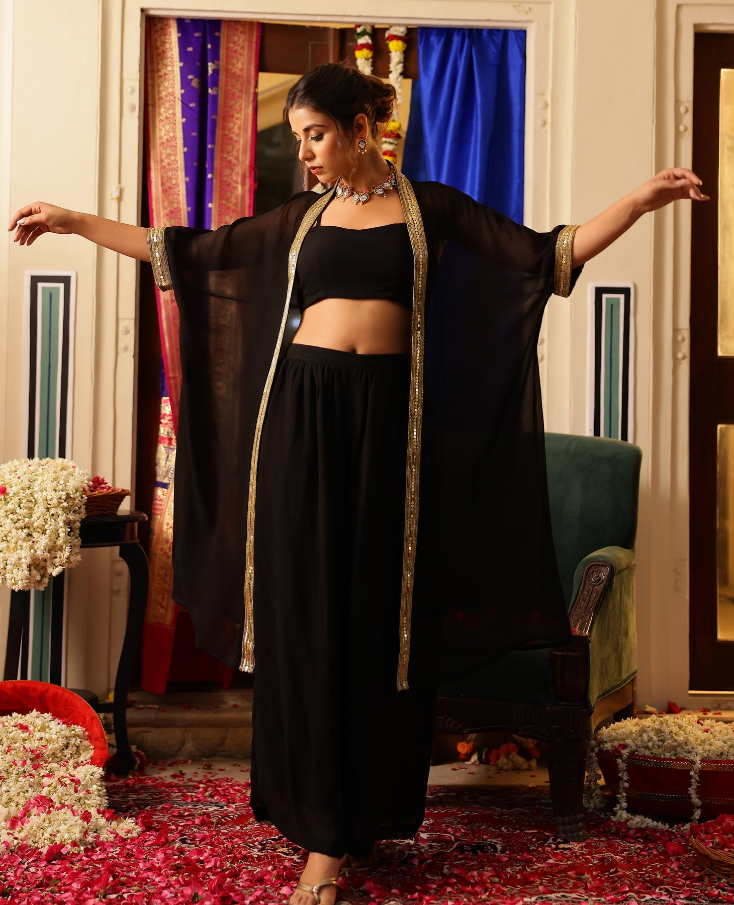 Rajsi Black Georgette Coord Set