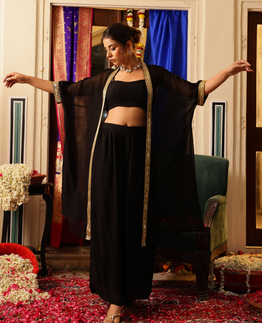 Taka Jhaki Rajsi Black Georgette Coord Set