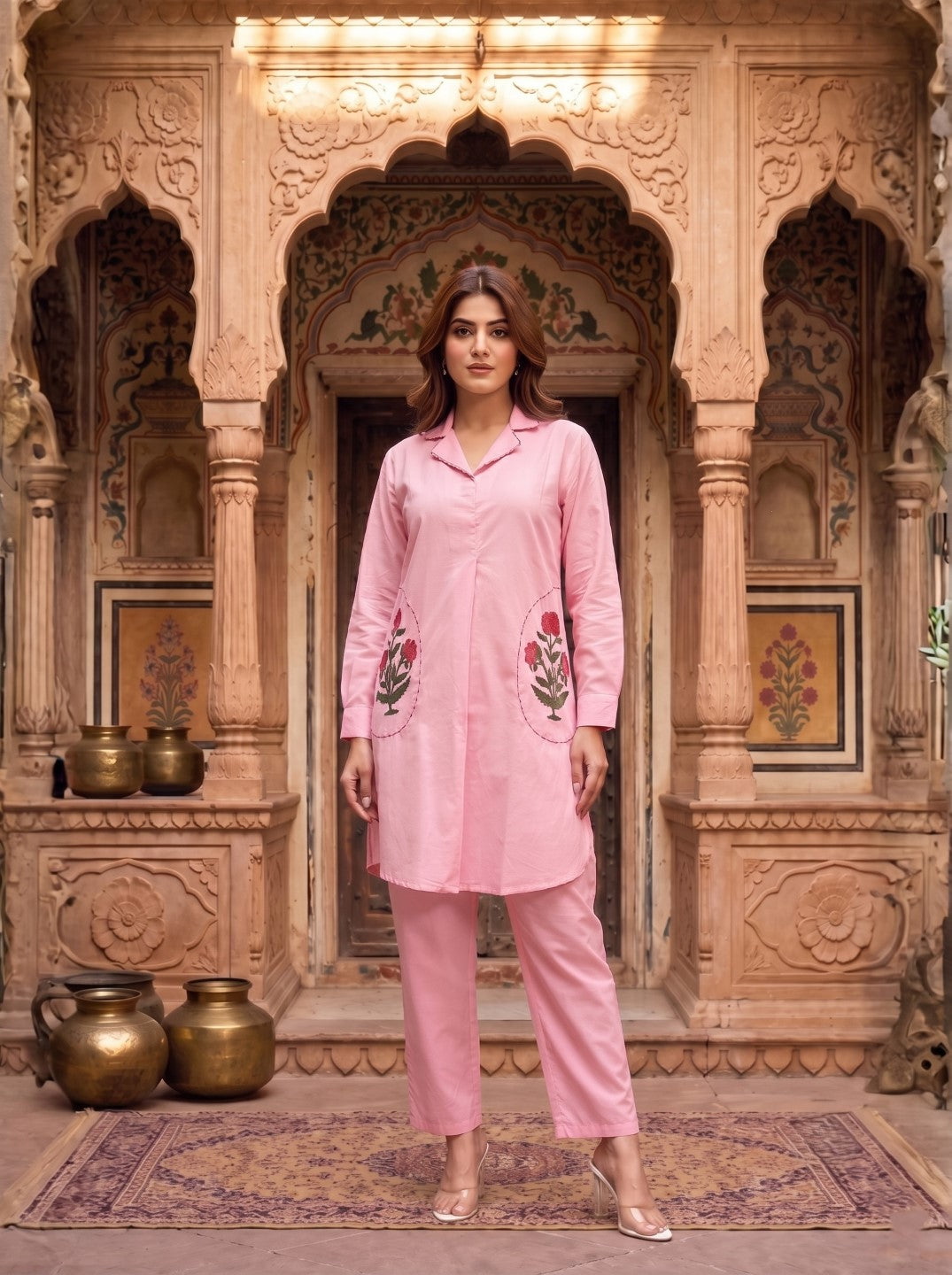 Sarvo softpink cotton co-ord set