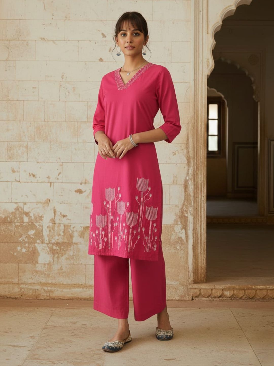 Swades rouge cotton co-ord set