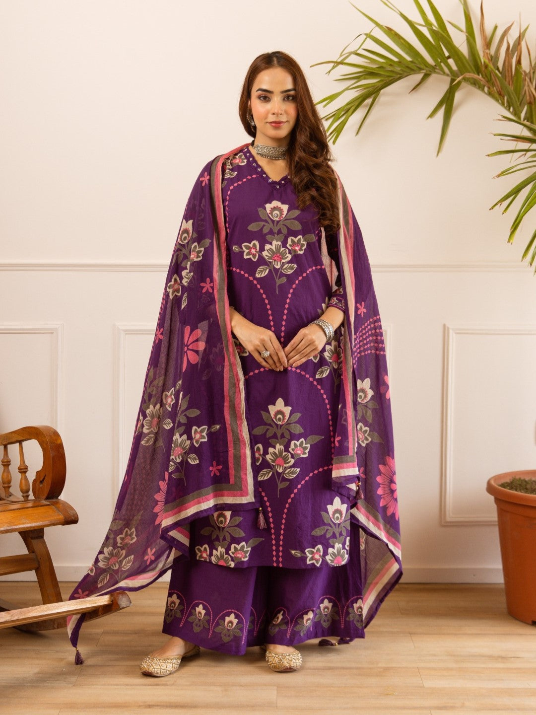 Karen amethyst cotton suit set