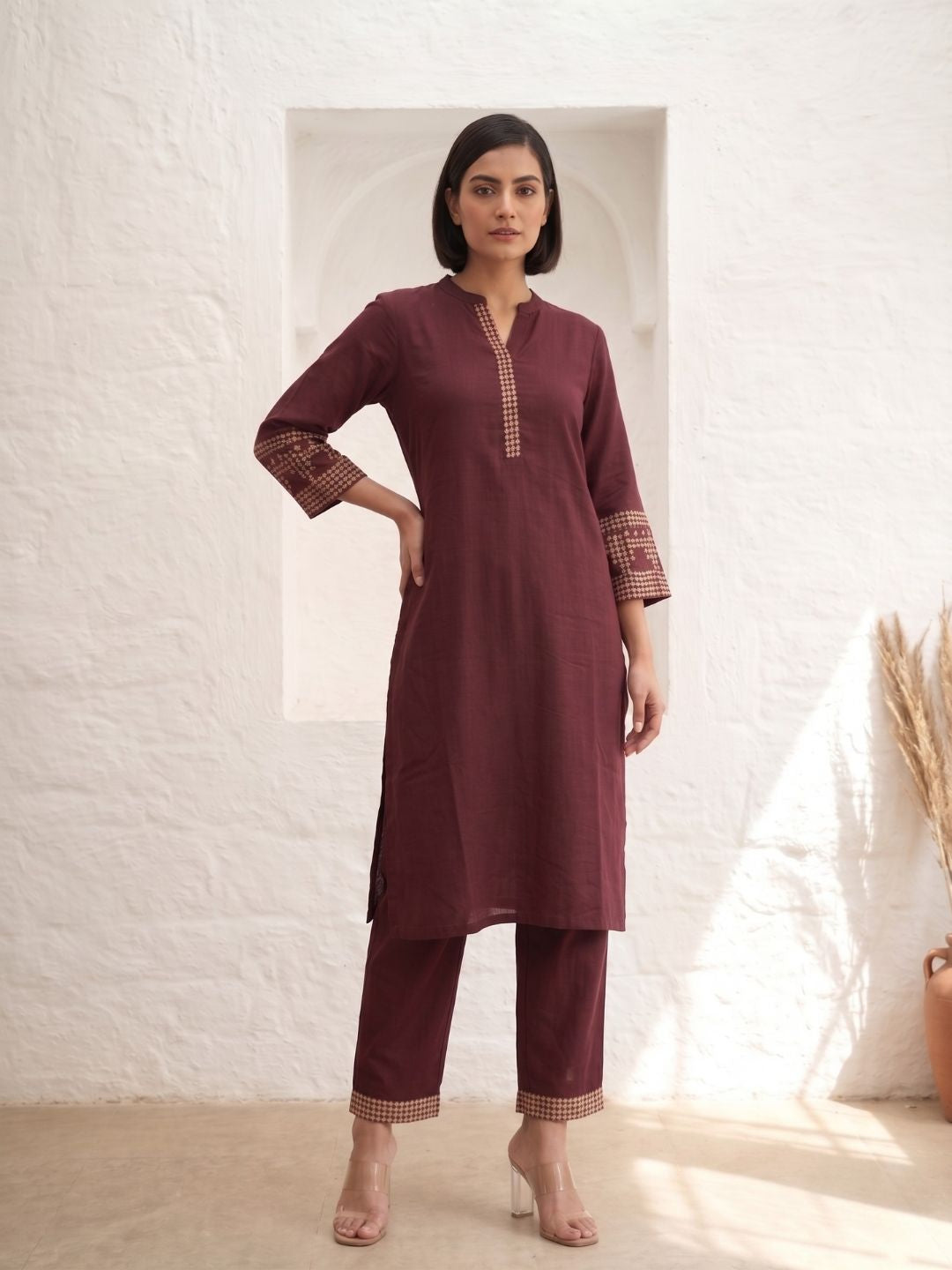 Tina Choco Embroidered Co-ord Set