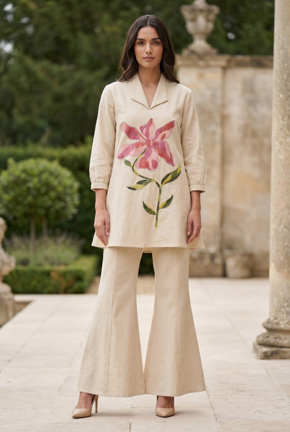 Sargi peony embroidery cotton co-ord set