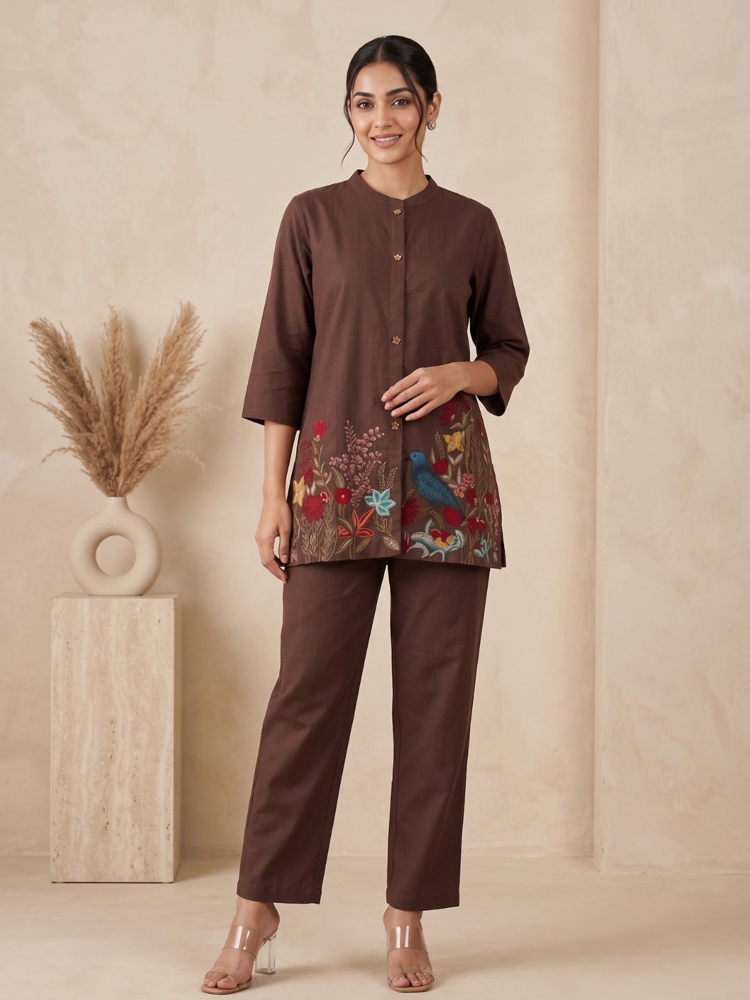 Gaur Hazel Embroidery Cotton Co-Ord Set