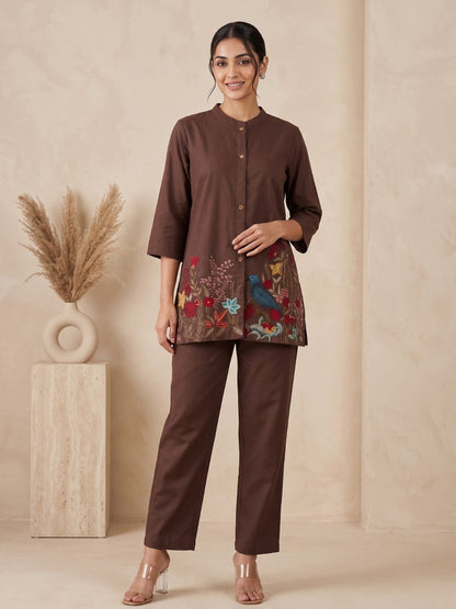 Gaur Hazel Embroidery Cotton Co-Ord Set