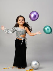 Razzle Dazzle Girls Party Grey Shimmer Top With Palazzo Pant