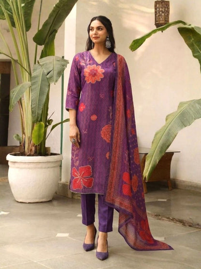 Malti Orchid Printed Shimmer Suit Set