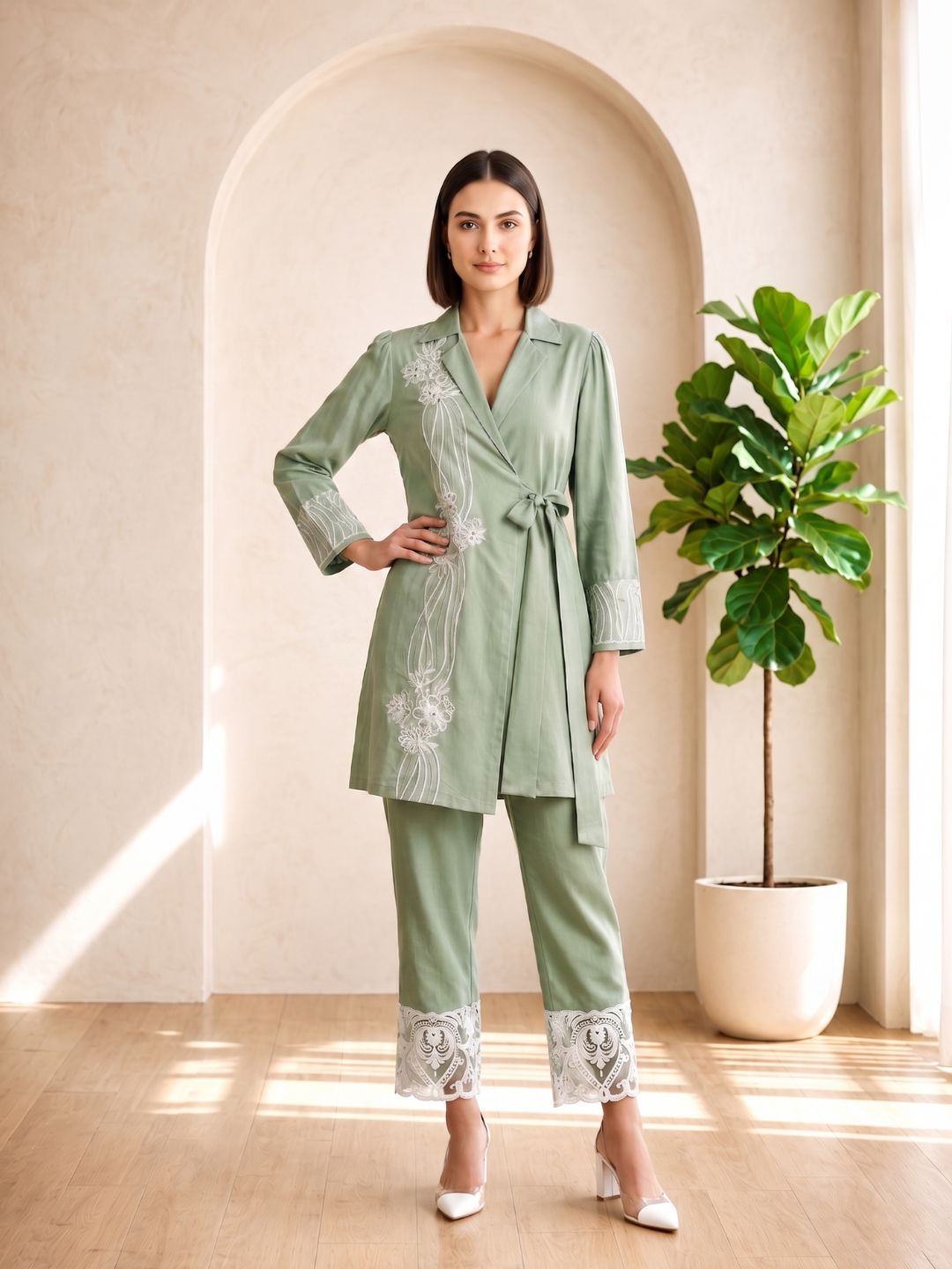 Selena Pasteli Embroidery Co-ord Set