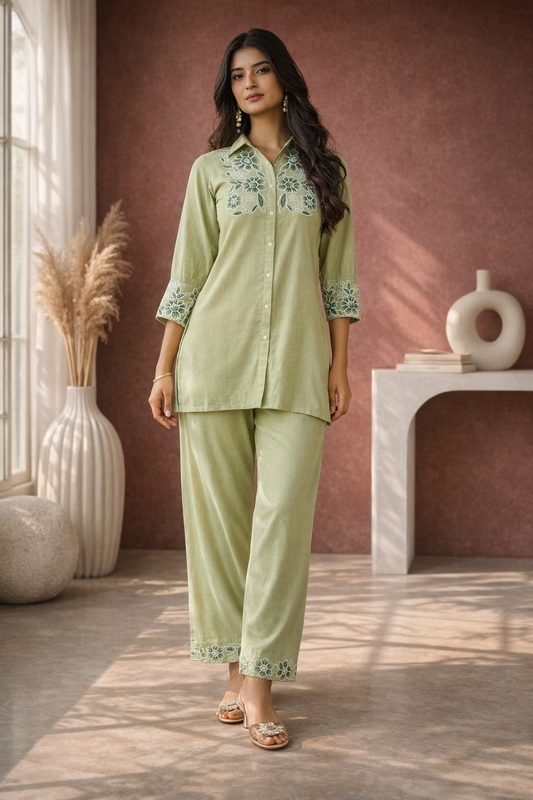 AutumnLane Sharad fern embroidery co-ord set
