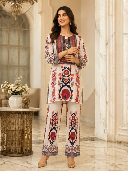 Maurya Pearl Designer Premium Muslin Co-ord Set