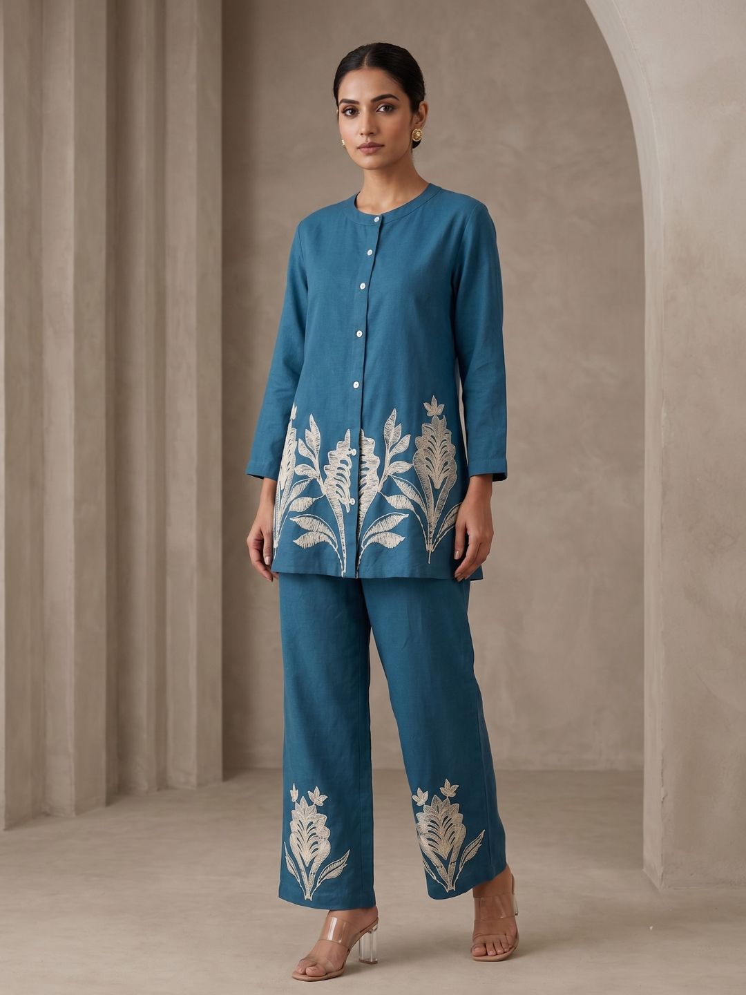 Lipi Cobalt embroidery cotton co-ord set