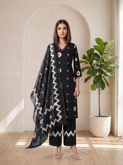 ARANYA ONYX IKAT PRINT COTTON SUIT SET
