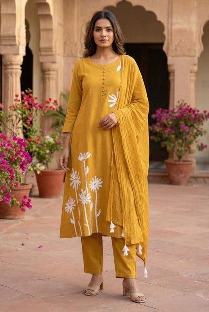 Tanu amber cotton embroidery suit set