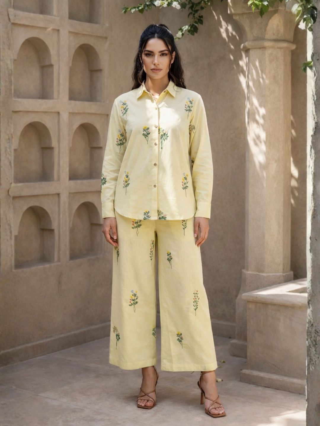 Molly Lime embroidery cotton co-ord set