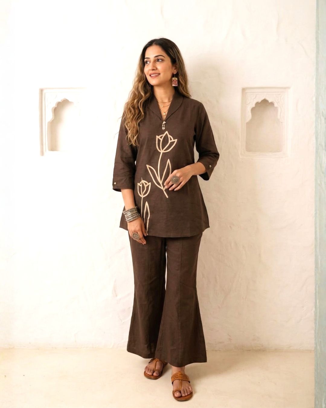 Sargi Earthwood embroidery cotton co-ord set