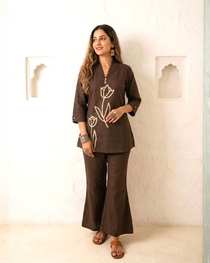 Sargi Earthwood embroidery cotton co-ord set