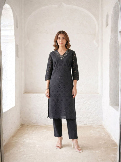 LIPIKA ONYX SCHIFFLI COTTON CO-ORD SET