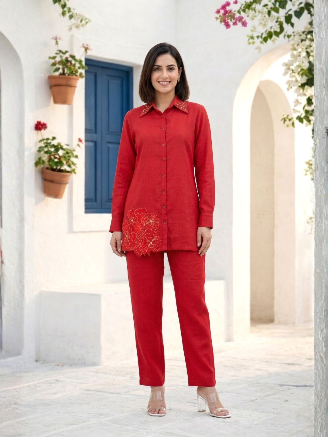 Divya Scarlet Work Co-ord Set