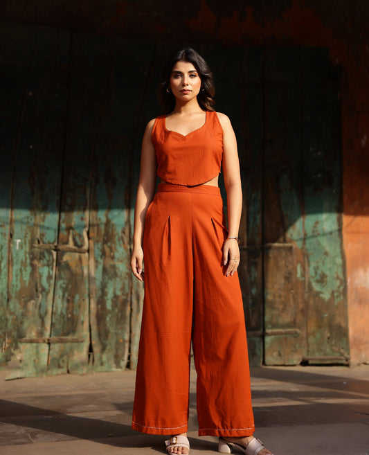 Taka Jhaki Petal Rust Orange Flex Coord Set