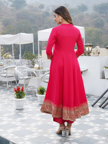 Dhiyona KL Mandarin Collar Floral Printed Kurta with Trousers & With Dupatta