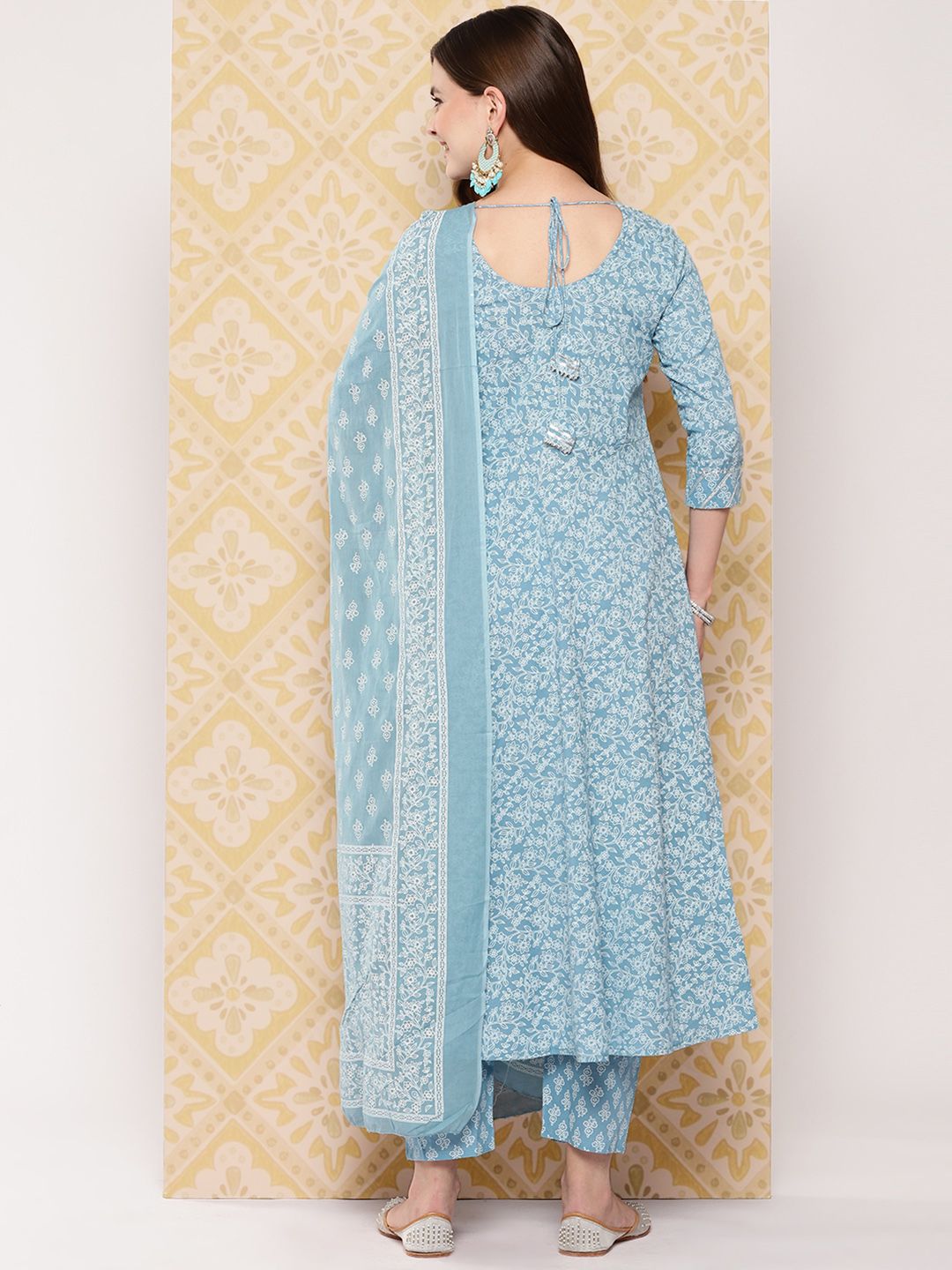 Dhiyona KL Women Ethnic Motifs Printed Regular Pure Cotton Kurta with Trousers & Dupatta