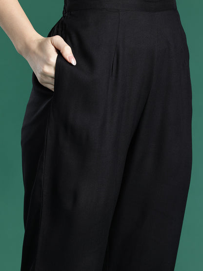 Ethnic Motifs Embroidered Regular Kurta with Trousers