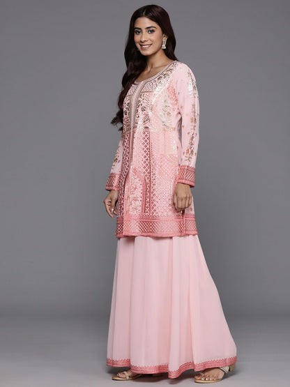 Dhiyona LL Floral Embroidered Zari Kurta with Palazzos & Dupatta