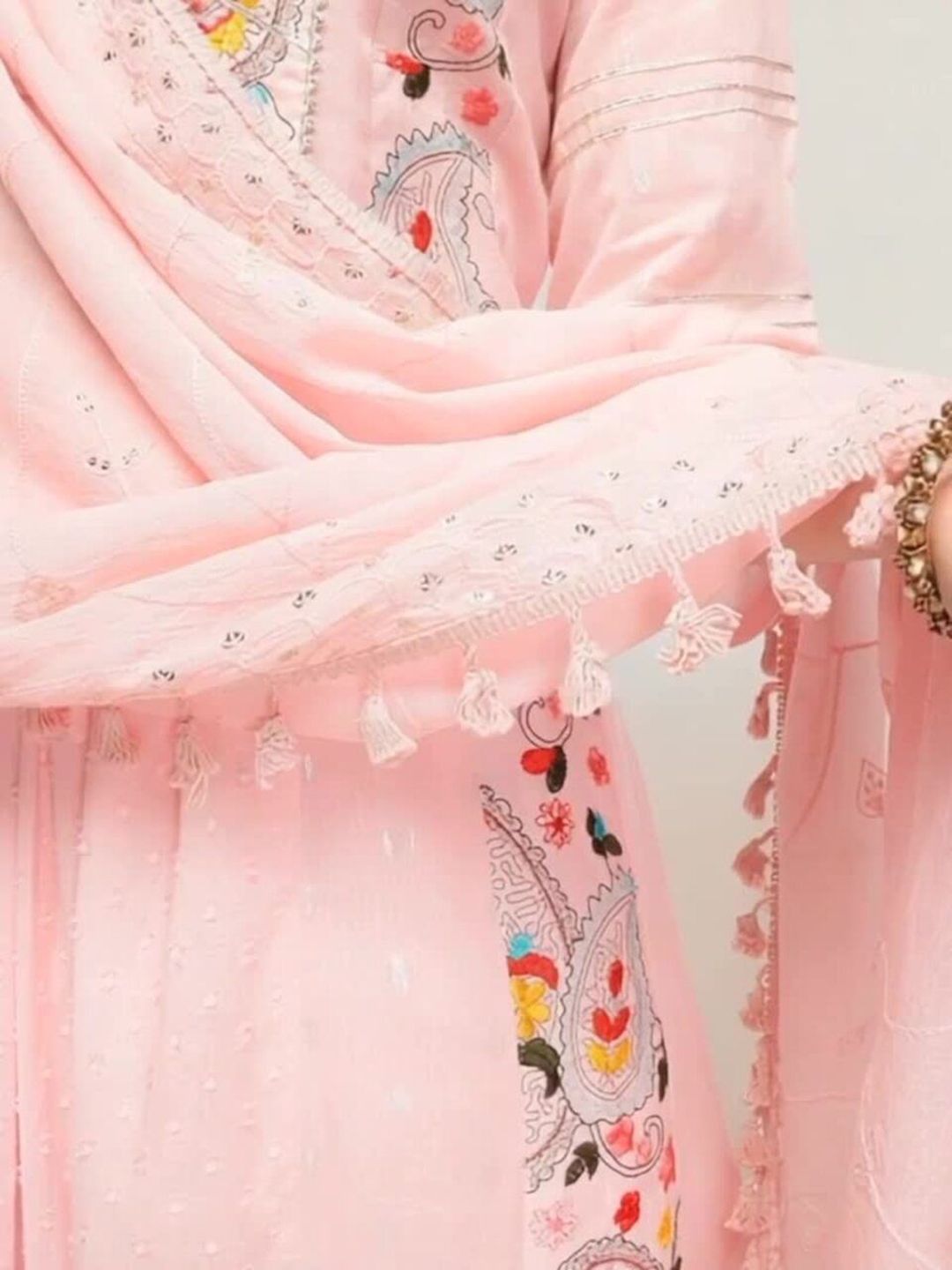Dhiyona IS Women's Women Floral Embroidered Regular Pure Cotton Kurta with Trousers & Dupatta