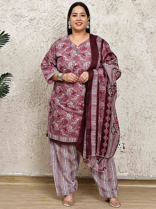 Dhiyona KL Women Floral Printed Regular Kurti With Salwar & Dupatta