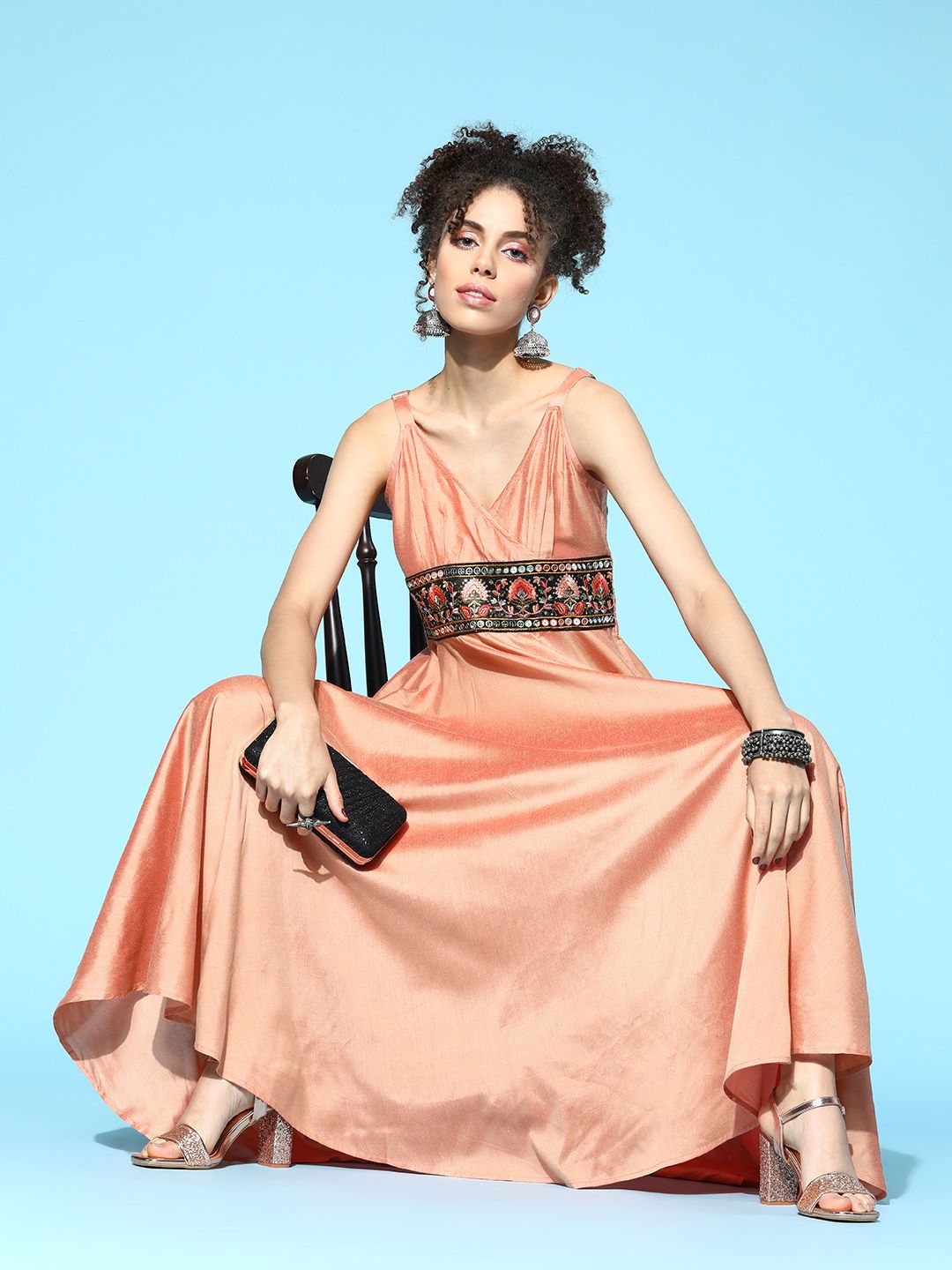Dhiyona AY Women's Attractive Peach Sleek Dress